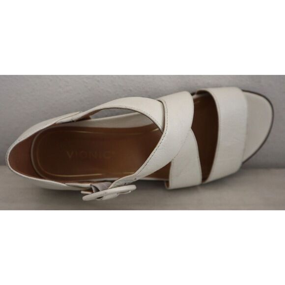 Vionic Women's Sz 9.5W Cream/Ivory Leather Pacifica Strappy Sandals $130 - Picture 6 of 8